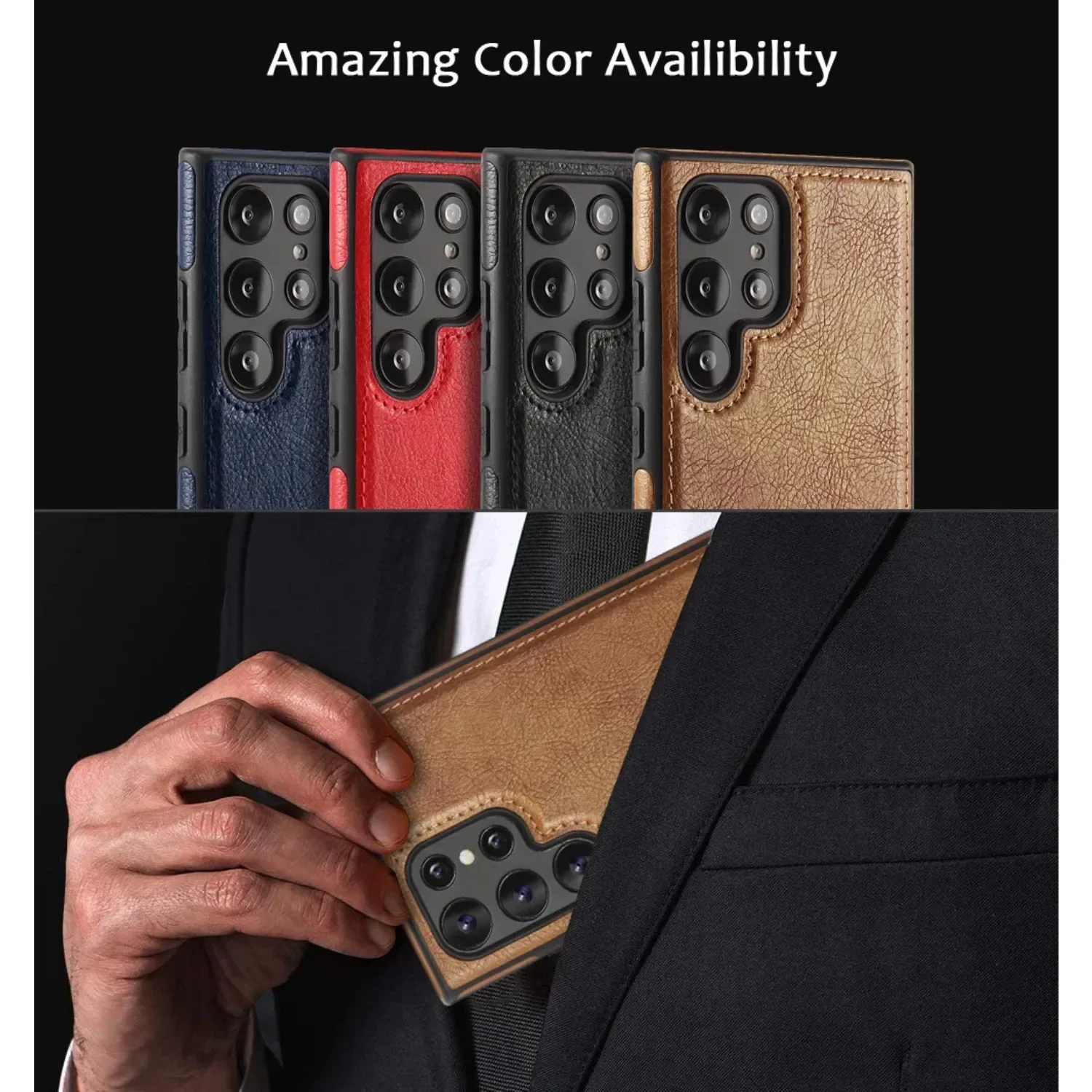 Чехол из искусственной кожи для Samsung Galaxy S24 S23 Ultra S22 Plus + Мягкий Тонкий деловой