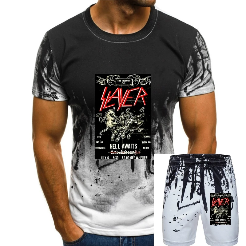 

SLAYER Hell Awaits Vintage Troubadour Flier Flyer T-SHIRT OFFICIAL MERCHANDISE
