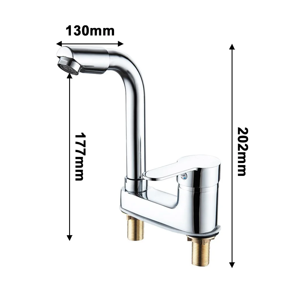 

Водопроводный кран для раковины, смеситель для раковины с двойным отверстием, старомодное покрытие, цинковый сплав, вращение на 360 °, антикоррозийный