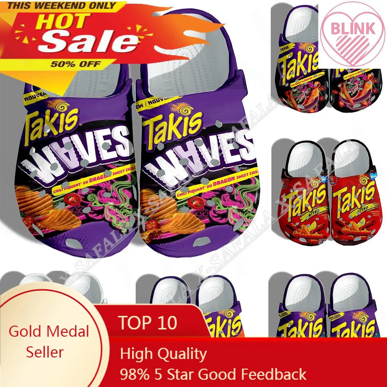 

Funny Chips Takis Food Snack 3D Print Men Women Classic Clogs Slippers Shoes EVA Ligtweight Sandals Summer Beach Outdoor-4