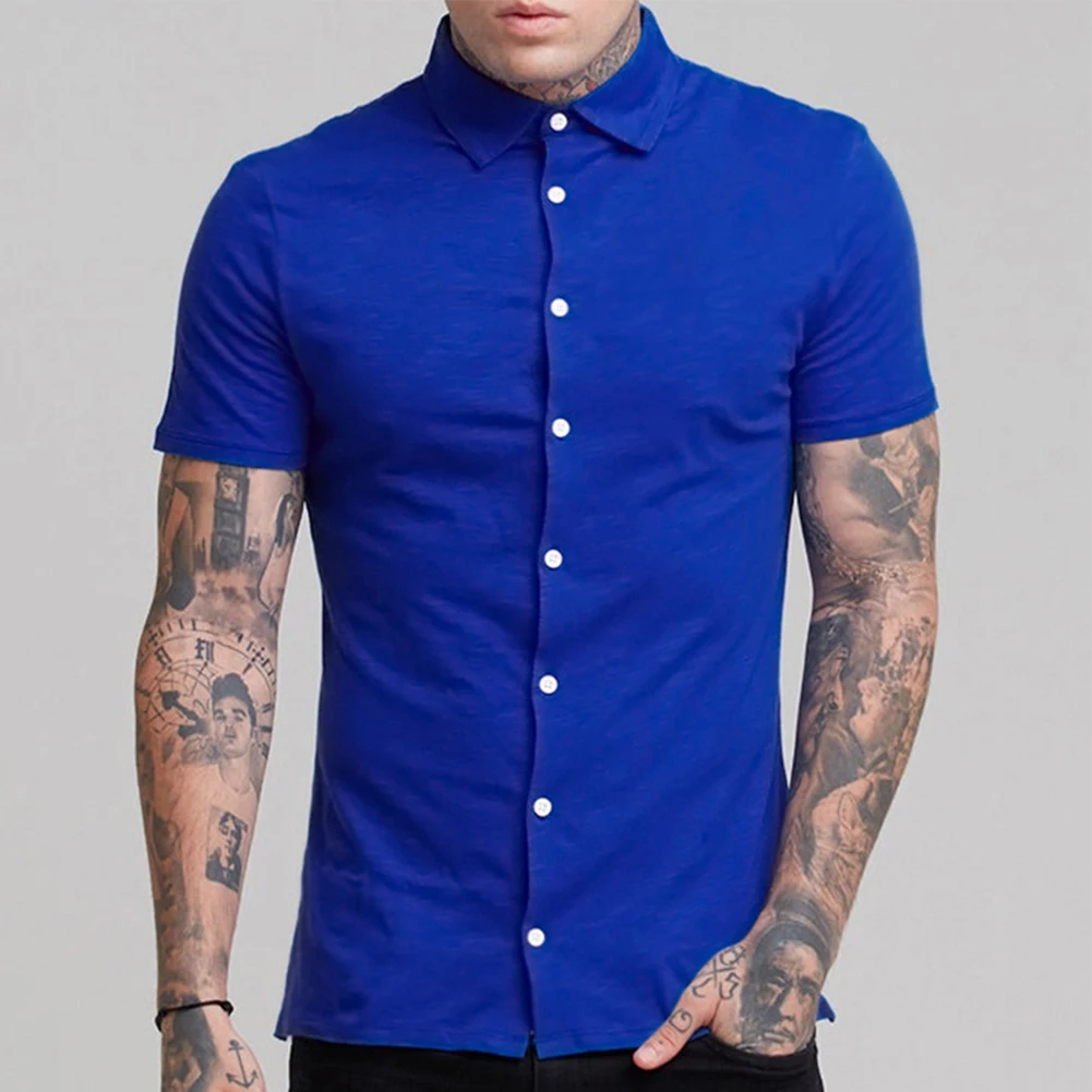 Blouse Mens Shirts Shirt Short Sleeve Slim Fit Top Work Breathable Button Down Casual Comfortable M-3XL Brand New