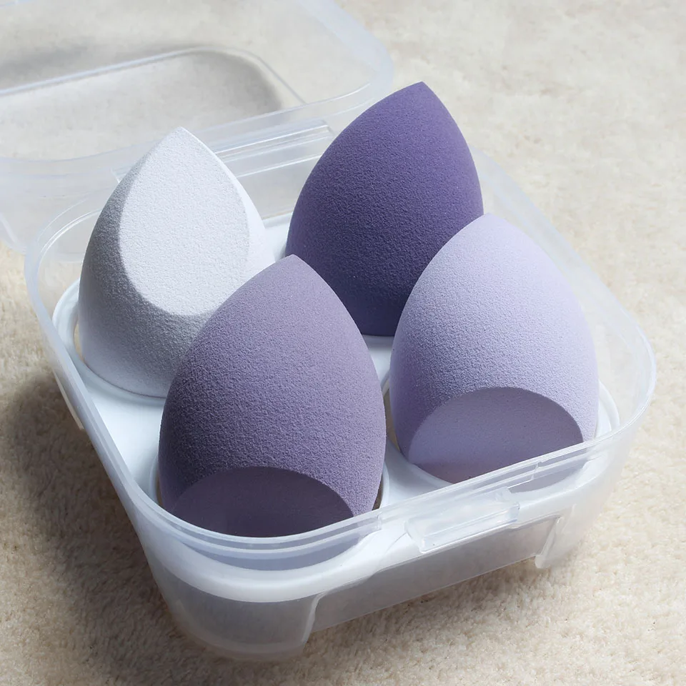

4pcs Makeup Sponge Set Purple Blender Makeup Tool Puff Face Liquid Cream Powder Foundation Blending