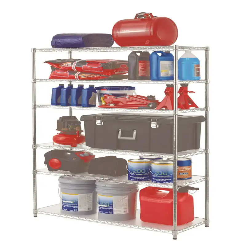 

6 Tier Steel Wire Shelf Unit with Liners, Chrome, Capacity 3600 lbs