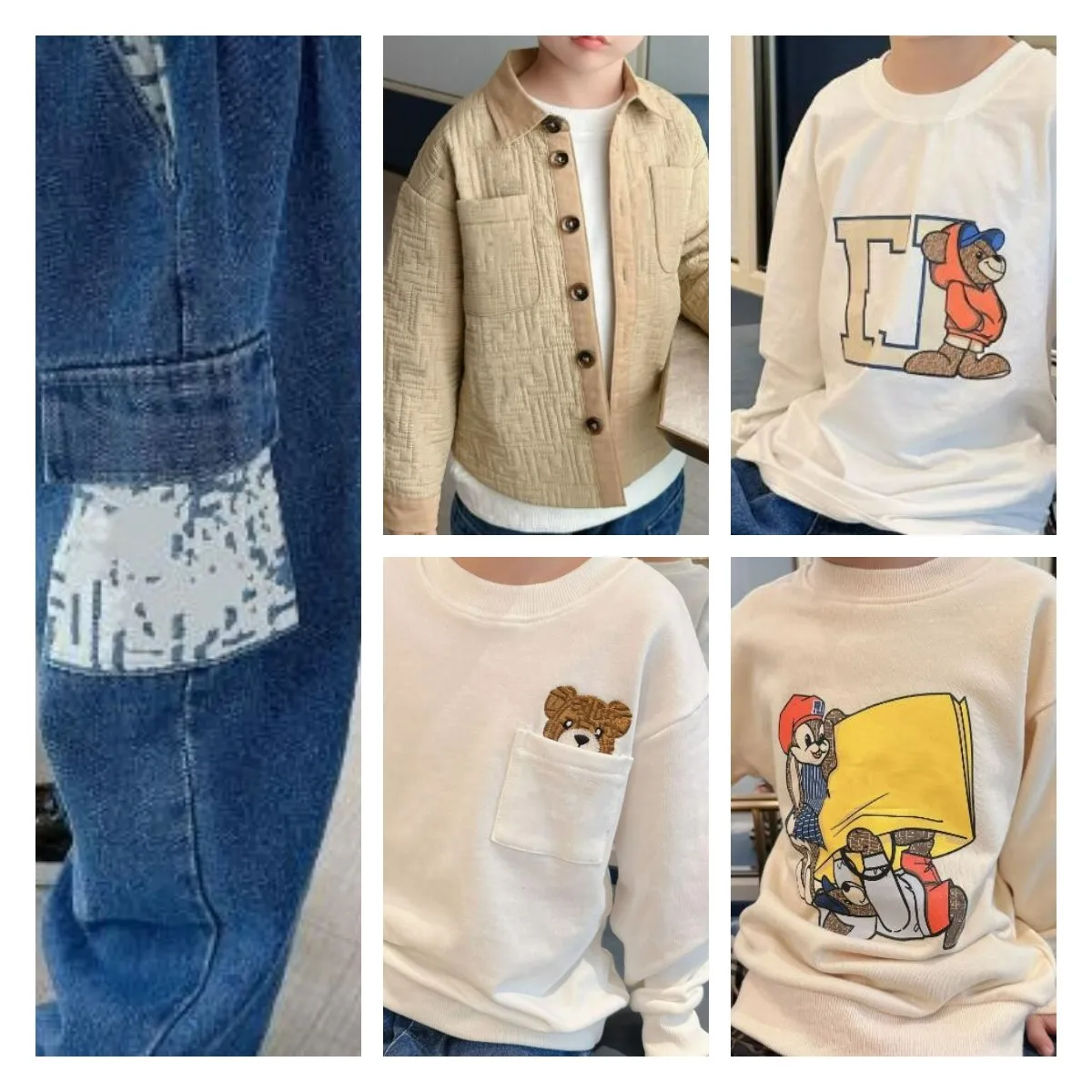 Новинка Осень-зима 24 классическое пальто с принтом медведя свитшот детская