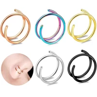 1pc 20g double nose rings hoop for single one hole piercing spiral nose ring twist thin hoop nostril piercing jewelry for womens