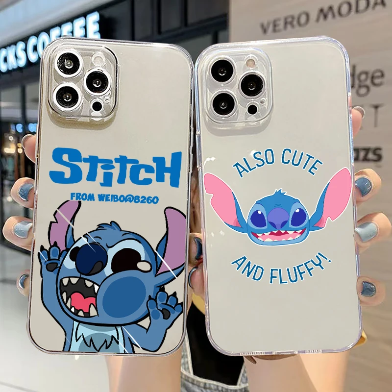 

Disney Cute Lilo Stitch For iPhone 13 12 11 Pro 12 13 Mini X XR XS Max 6 6s 7 8 Plus Clear Phone Case Cases Liquid Silicon