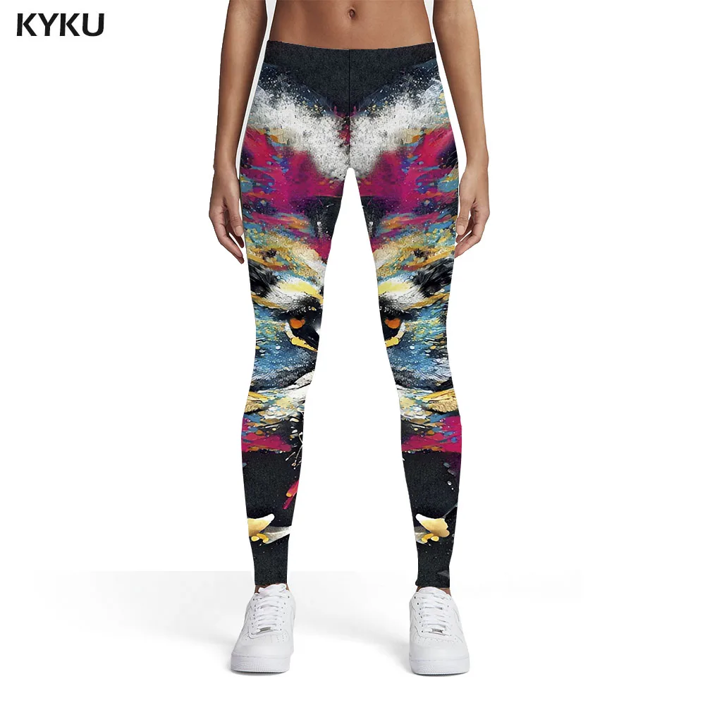 

KYKU Lion Leggings Women Animal Elastic Art Spandex Graffiti Trousers Womens Leggings Pants Fitness Jeggins Skinny Ladies