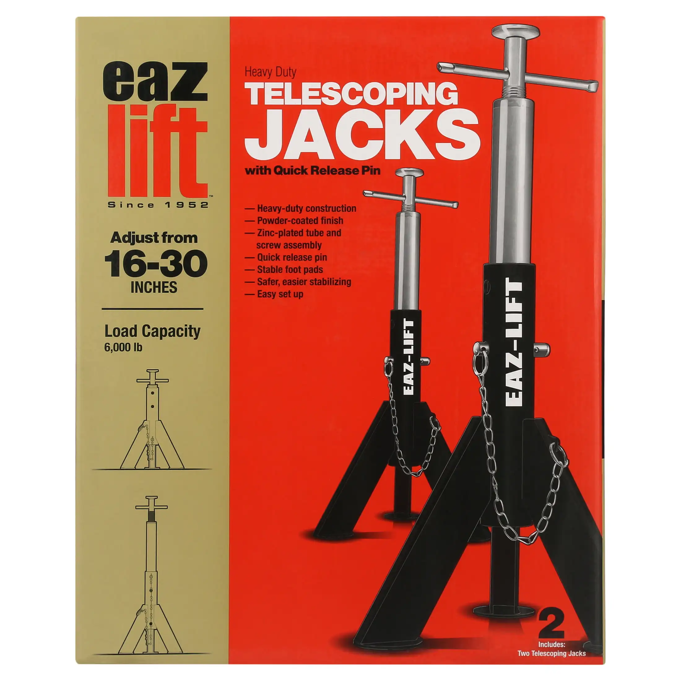 

Телескопический домкрат Eaz-Lift, 2 упаковки | Черный | Металл (48860)