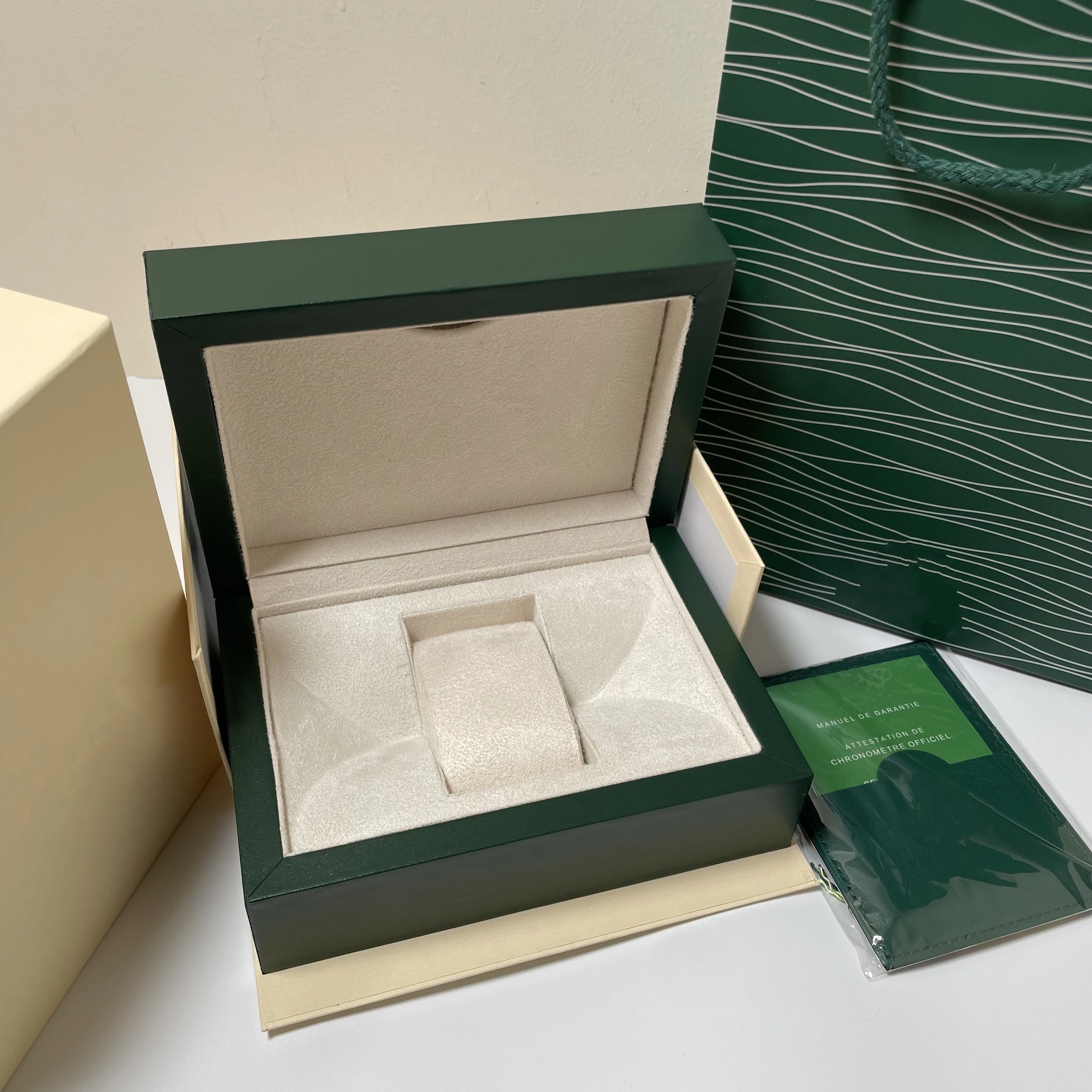 

Factory direct substitute original Rolexables green watch box luxury brand with file card can be customized AAA watch box