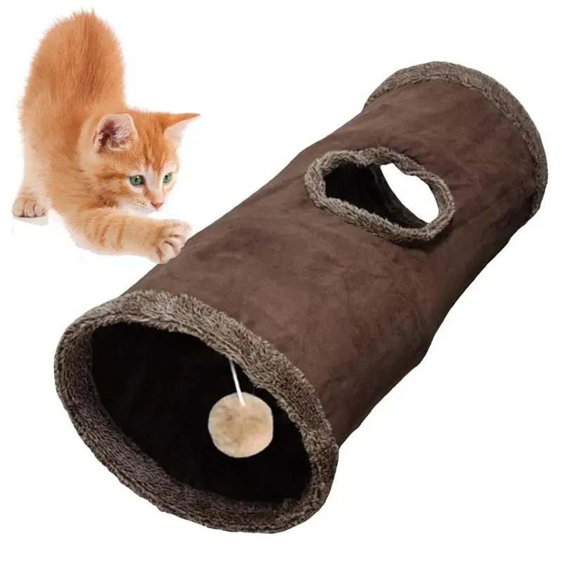 

Cat Plush Tunnel Toy Pet Collapsible Cat Tunnel Soft Pet Interactive Toys Play Tunnel With Holes For Cats Rabbits Kittens