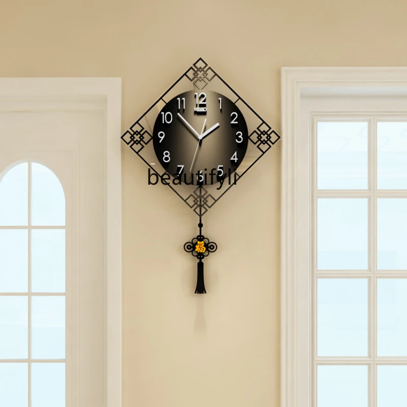 

LBX Home Atmosphere Chinese Living Room Clock Creative Fashion Clock Wall-Mounted Modern Pocket Watch