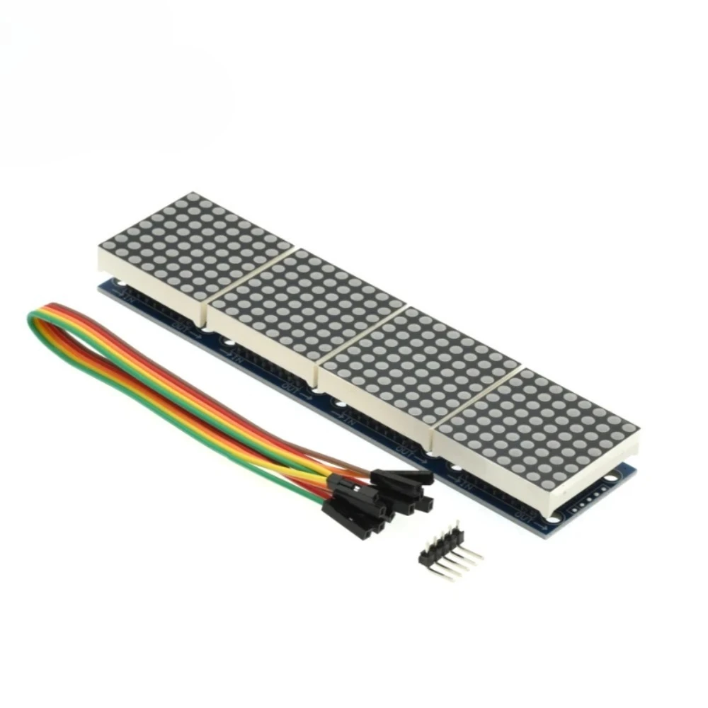 Фото Модуль точечной матрицы MAX7219 для микроконтроллера Arduino, 4-в-1 дисплей с 5-контактным кабелем №3