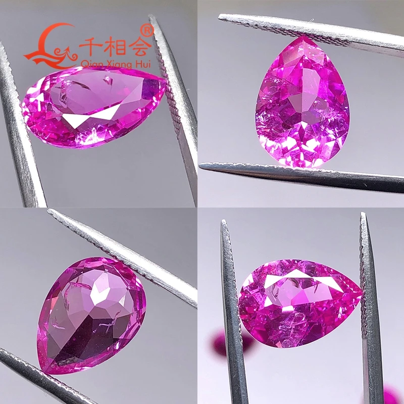Розово-розовый/морганит розового цвета в форме груши созданный лаборатории