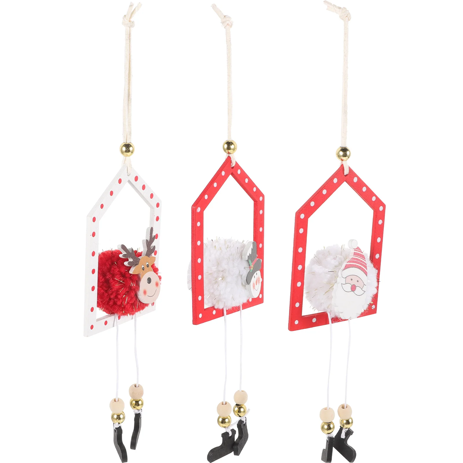 

3 Pcs Xmas Tree Hanging Ornaments Decor Scene Layout Supplies Pendant Christmas Pendants Sherpa
