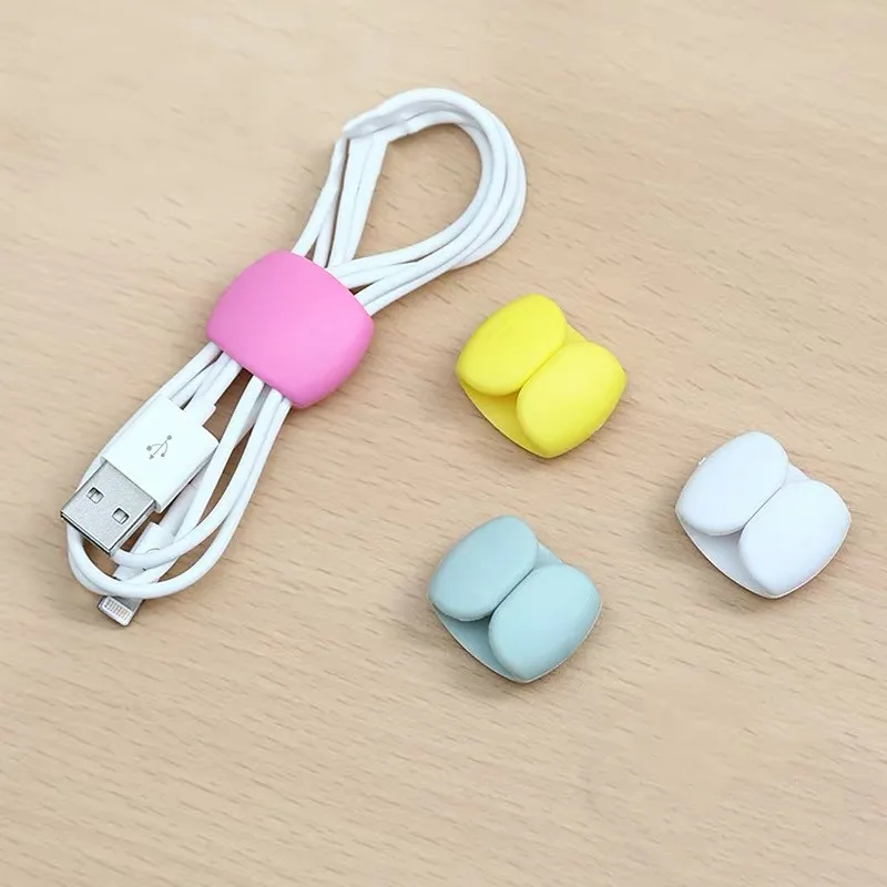 

4Pcs Cable Winder Fashion Simple Round Clip USB Charger Holder Desk Tidy Organiser Wire Cord Lead for Desktop Cable Fixed