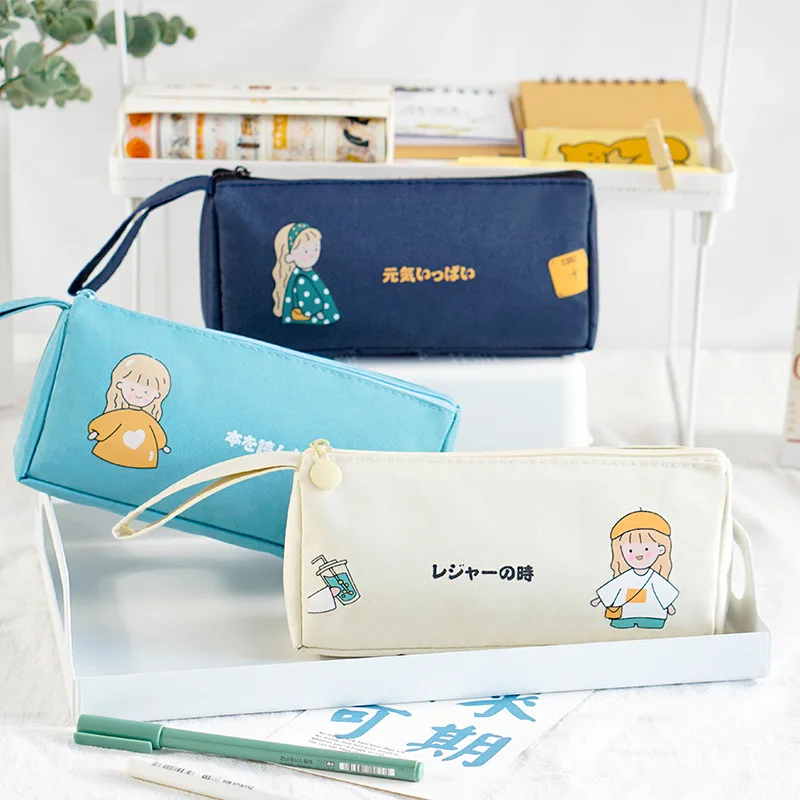 

Cartoon Pencil Bag Large Capacity School Case Zipper Pencil Pouch Stationery Box Cartoon Girl Pen Case Student School Supplies