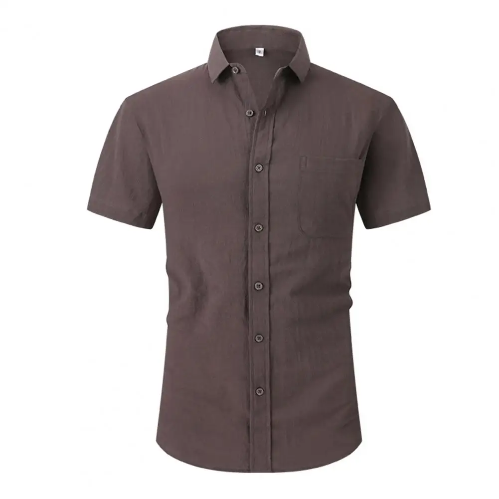 

Handsome Autumn Shirt Cardigan Slim Fit Men Tops Anti-iron Pure Color Autumn Shirt for Business Trip Men Shirt