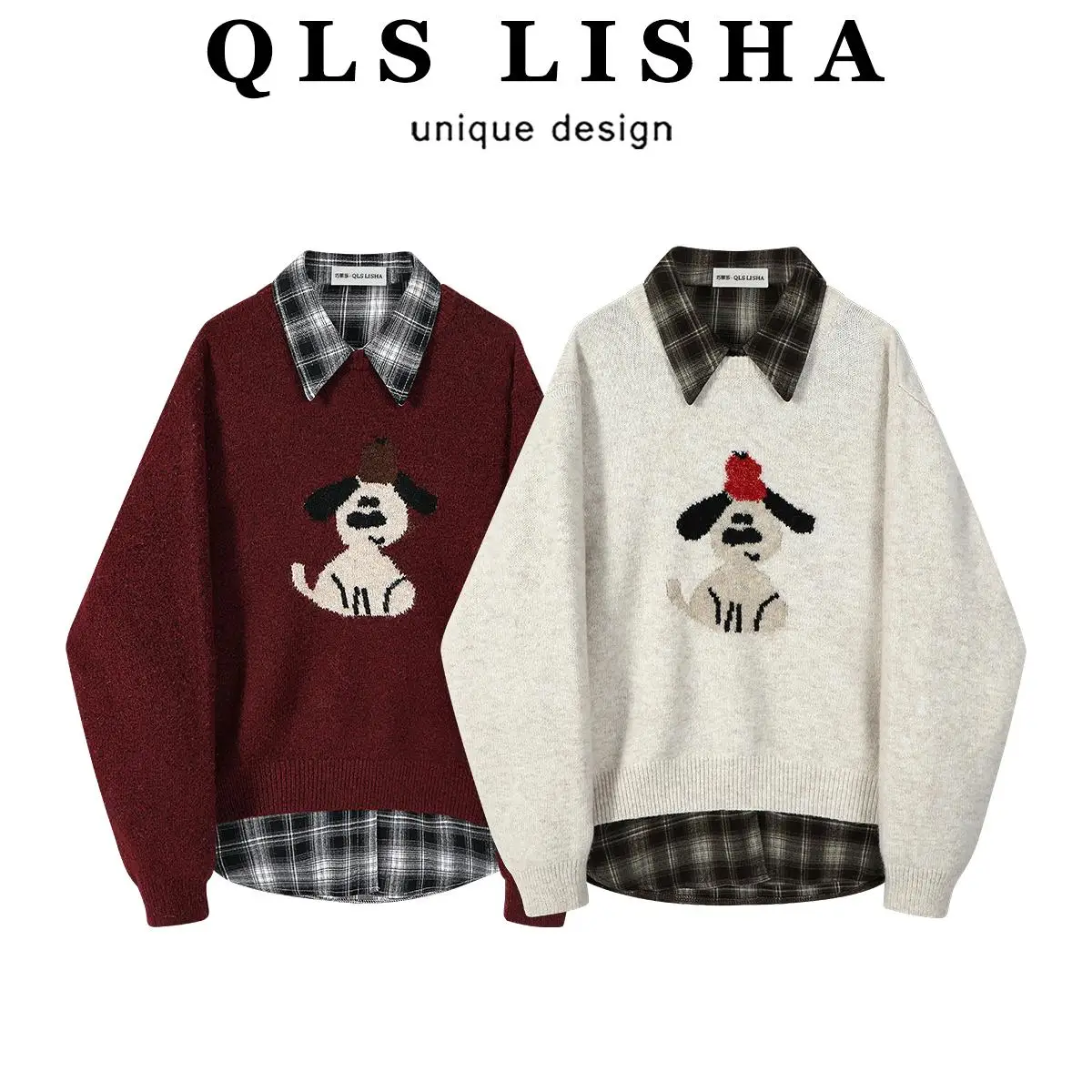 Qiaolisa корейская серия Idle Sle Design Sense свитер комплект женские осенне-зимние модные