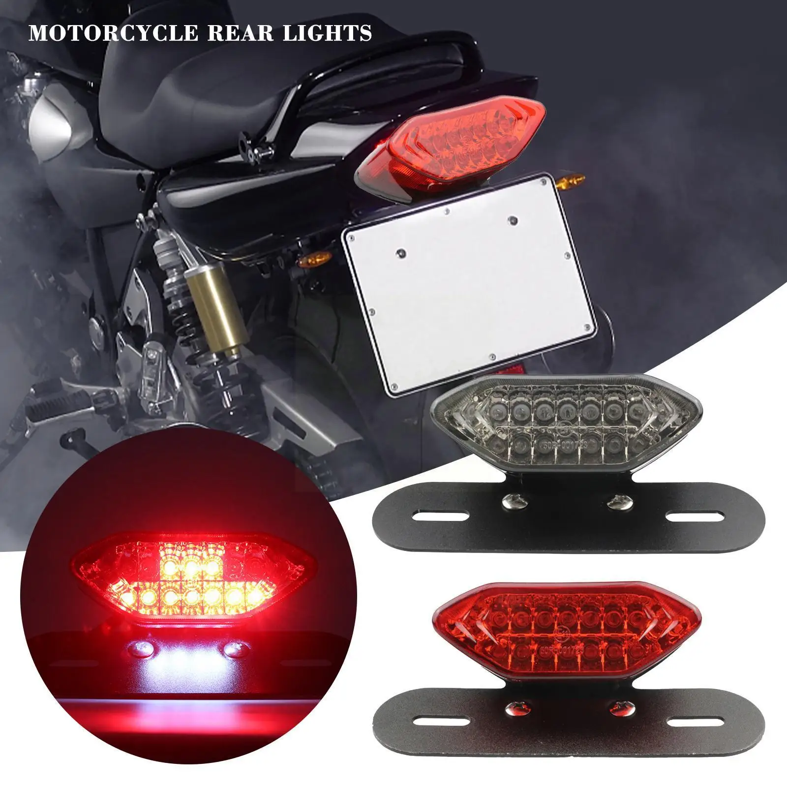 

12v Led Universal Motorcycle Integrated Brake Tail Turn Plate Running Signal License Lamp Light M5g5