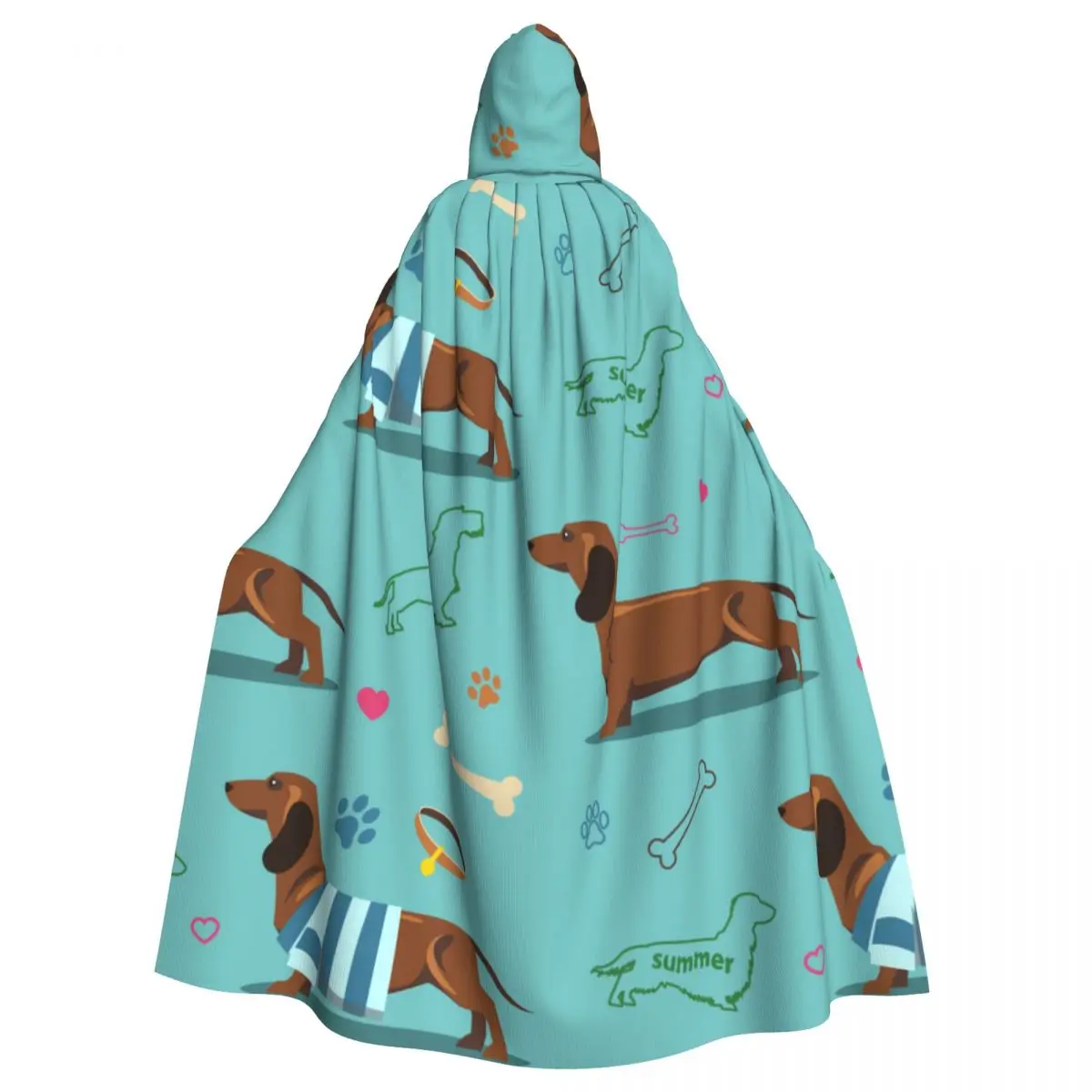 

Unisex Adult Dachshund Dogs And Bones Cloak with Hood Long Witch Costume Cosplay