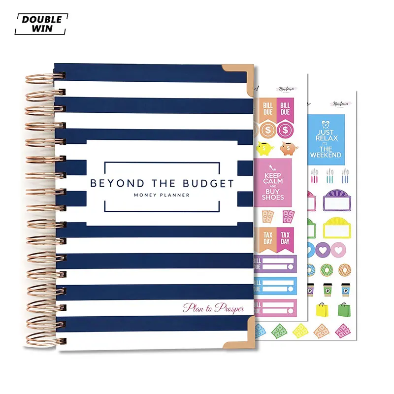 2023 Custom Printing Monthly Spiral Financial Budget Planner Book with Budget Stickers