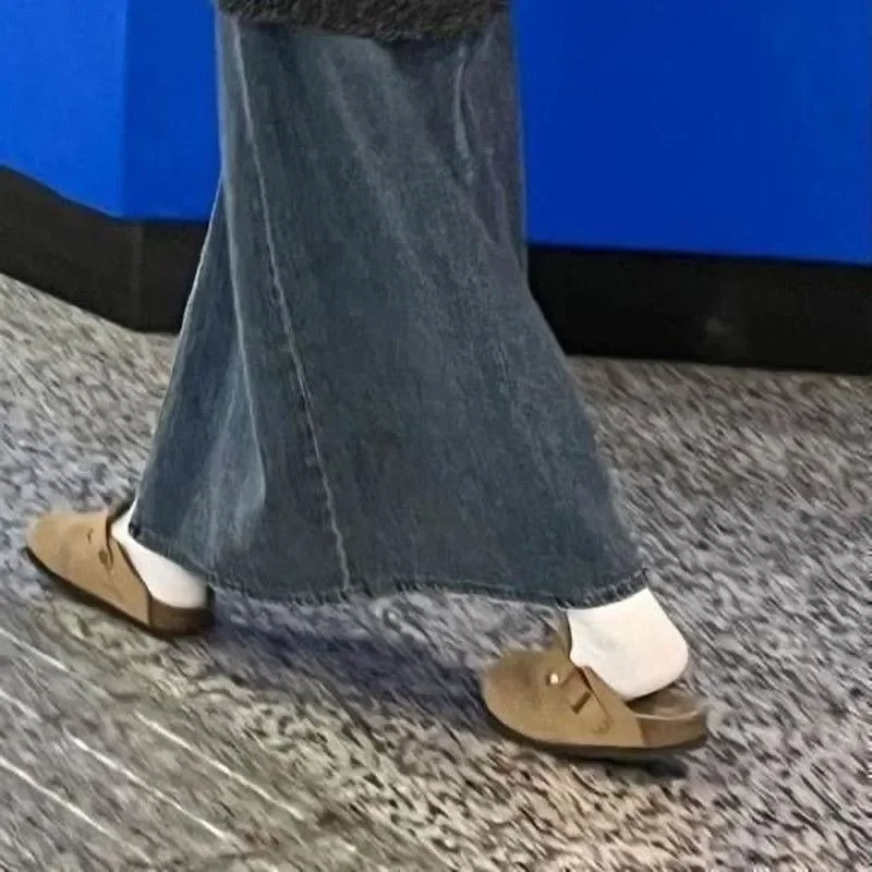 2024 Hot Sale Shoes for Women Closed Toe Women's Slippers Casual Warm Buckle Round Flat with Ladies