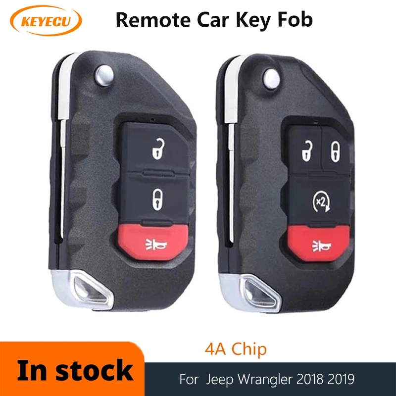 

KEYECU 3/4 Button Flip Remote Key ASK 433MHZ PCF7939M 4A Chip for Jeep Wrangler 2018-2019 FCC ID: OHT1130261 PN: 68416782AA