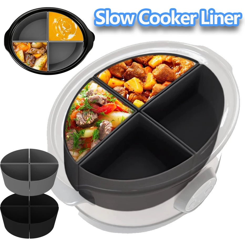 

Crockpockets-Reusable Leakproof Silicone Divider, Slow Cooker Liner, Dishwasher Safe Cooking, Fit for 6, 8 Qt Crockpot