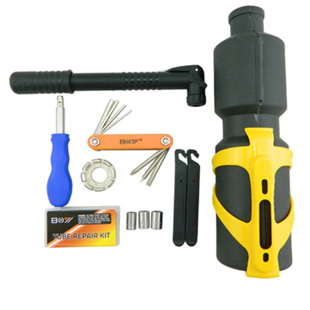

Bike Repair Tool Kit Bicycle Wheel Spoke Wrench Mini Hand Pump Inner Tube Patches Tire File Lever Set