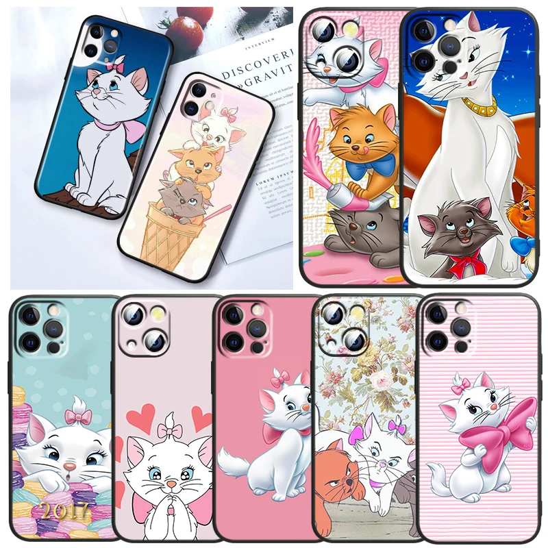 

Disney The Aristocats For Apple iPhone 13 12 Mini 11 XS Pro Max X XR 8 7 6 5 Plus SE 2020 Black Phone Case Soft TPU Funda Capa