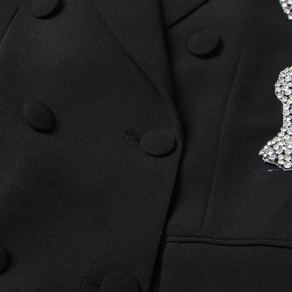 Блейзер BPN женский однобортный со стразами повседневный приталенный двубортный