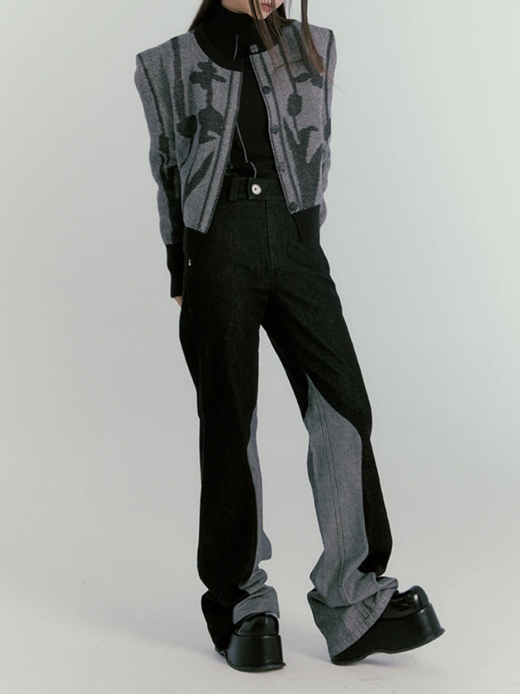 

QWEEK Harajuku Streetwear Jeans Women Y2K Hippie Punk Chic Patchwork Black Wide Leg Denim Pants Oversized High Street Trousers