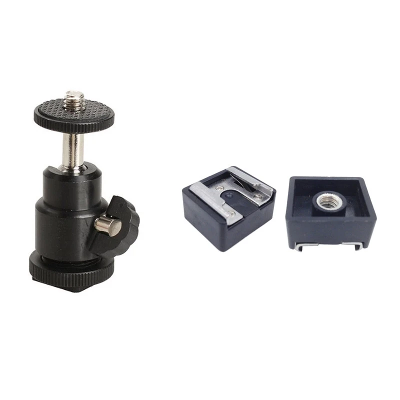 

1 Pcs Mini Hot Shoe Holder Ball Head Stand DSLR Camera Tripod & 1 Set Flash Hot Shoe Mount Adapter To 1/4 Inch Thread
