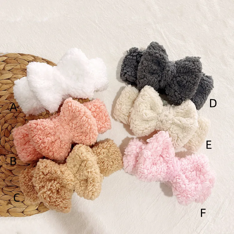 

10 Pcs/Lot,New Fashion Autumn Winter Girls Coral Fleece Bow Hair Band Solid Color Cashmere Headbands Baby Turban Infant Headwear