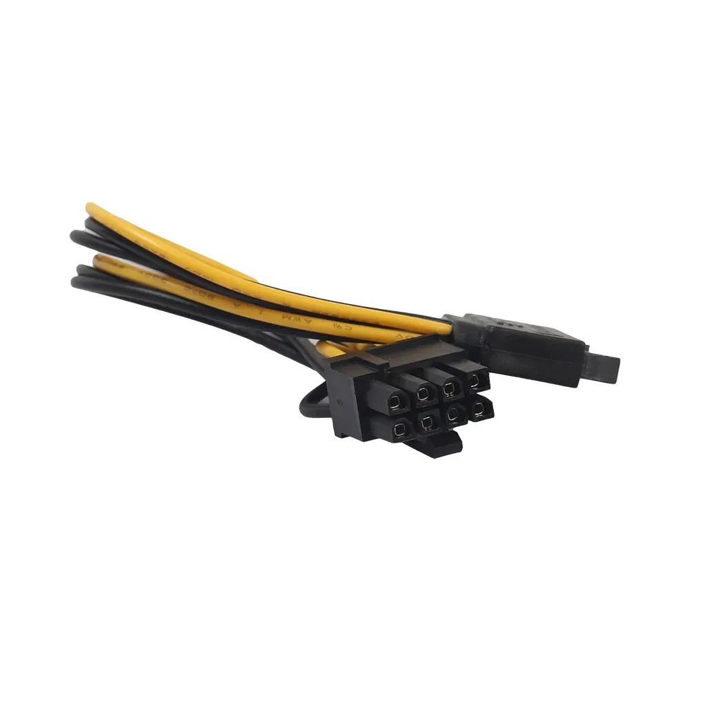 Фото Кабель адаптера питания Sata-Pci-e имеет 8-контактный (женский) разъем питания, а также 15-контактный разъем питания Sata (мужской) №3