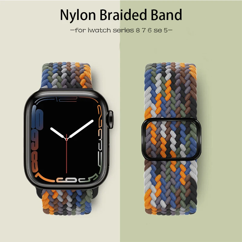 Nylon Braided Loop For Apple Watch Band UItra 49mm 45mm 41mm 44mm 42mm 40mm Elastic Adjustable strap For iWatch series 8 7 6 SE