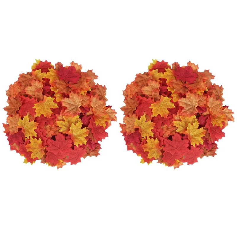 

1000 Pcs Assorted Mixed Fall Colored Artificial Maple Leaves For Weddings, Events And Decorating