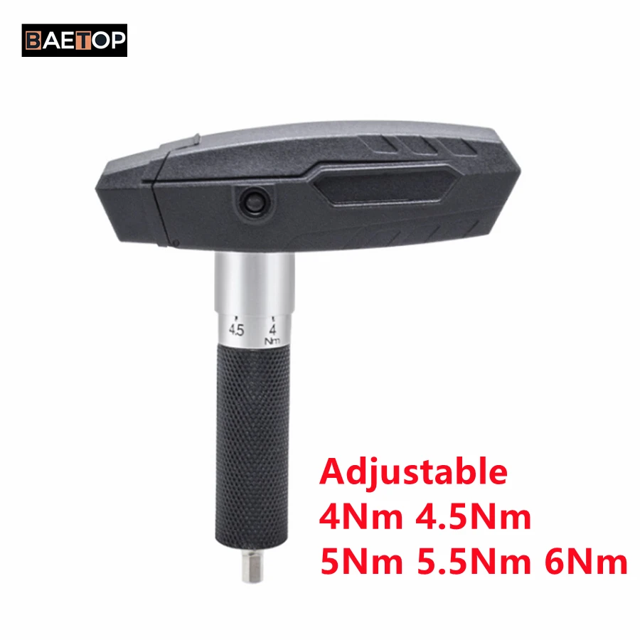 4Nm - 6Nm Adjustable Bike T-shape Torque Wrench 1/4 Inch Hex Driver Portable Mini Bicycle Multitool Maintenance Allen Key Tool