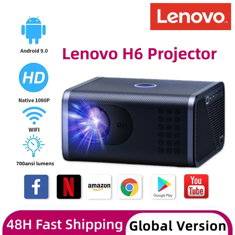 

Lenovo Air H6 Projector 8K Full Hd Portable Projectors 1080P Beamer 700 Ansi Lumens Auto Focus Correction Airplay Home Theater