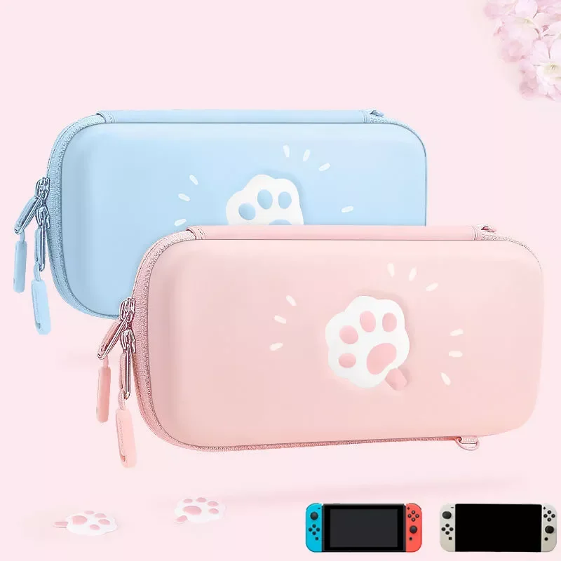 

Cute Cat Paw Travel Carrying Case for Nintendo Switch Pink Hard Bag Cover Pouch Switch OLED Portable Protective Accessories