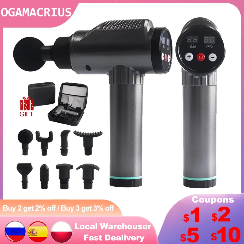 

(Free 8 Massage Heads) Fascia Gun Deep Tissue Electric Massager Neck Body Muscle Percussion Pain Relief Relaxation Fitness