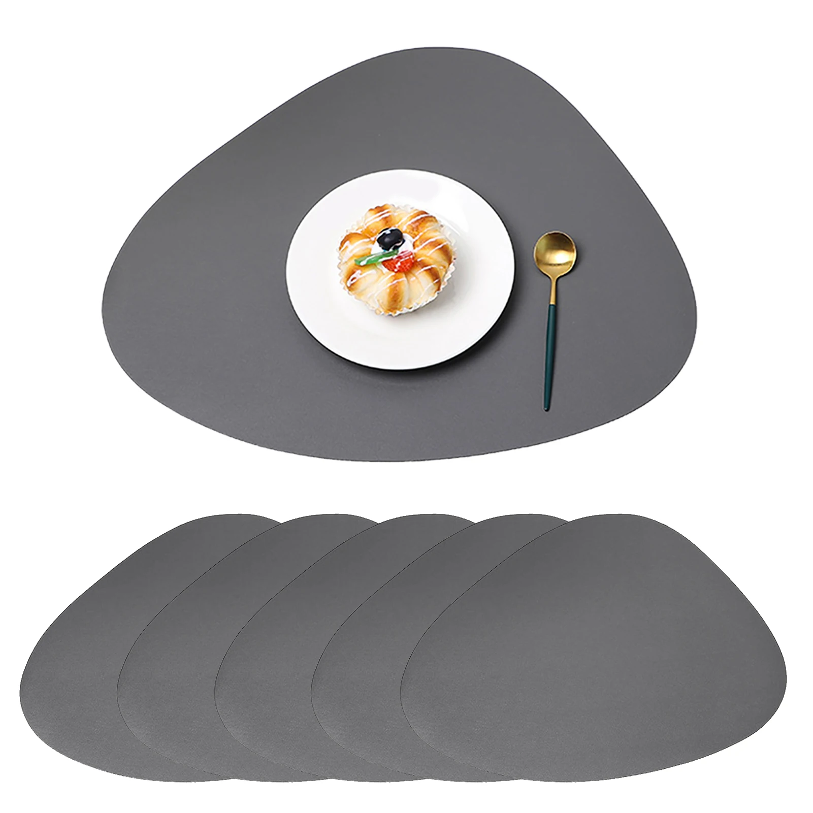 

6pcs Faux Leather Dinner Easy To Clean Wipeable Heat Resistant Dining Table Kitchen Home Placemat Set Washable Nordic Style