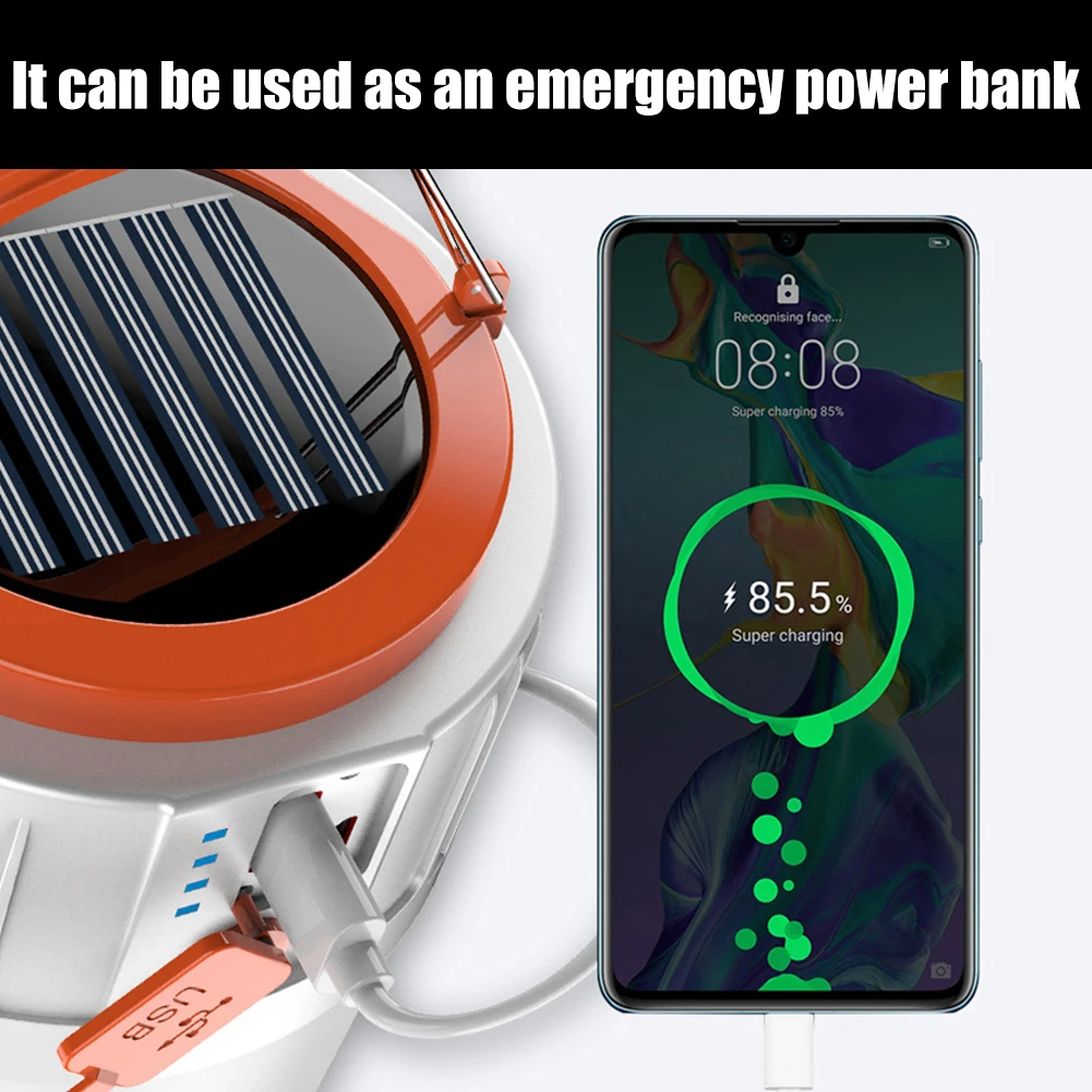 

Portable Lantern Solar USB Charging LED Camping Light with Hook Remote Control for Outdoor BBQ Hiking Fishing