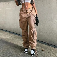 women cargo pants vintage baggy fashion 90s streetwear jeans loose wide leg trousers casual y2k straight denim trousers overalls