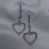 egirl jewelry thorn peach heart dangle earrings punk harajuku goth earrings for women korean fashion cool girl accessories