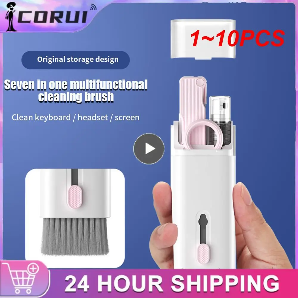 

1~10PCS 7-in-1 Computer Keyboard Cleaner Brush Kit Earphone Cleaning Pen For Headset iPad Phone Cleaning Tools Cleaner Keycap