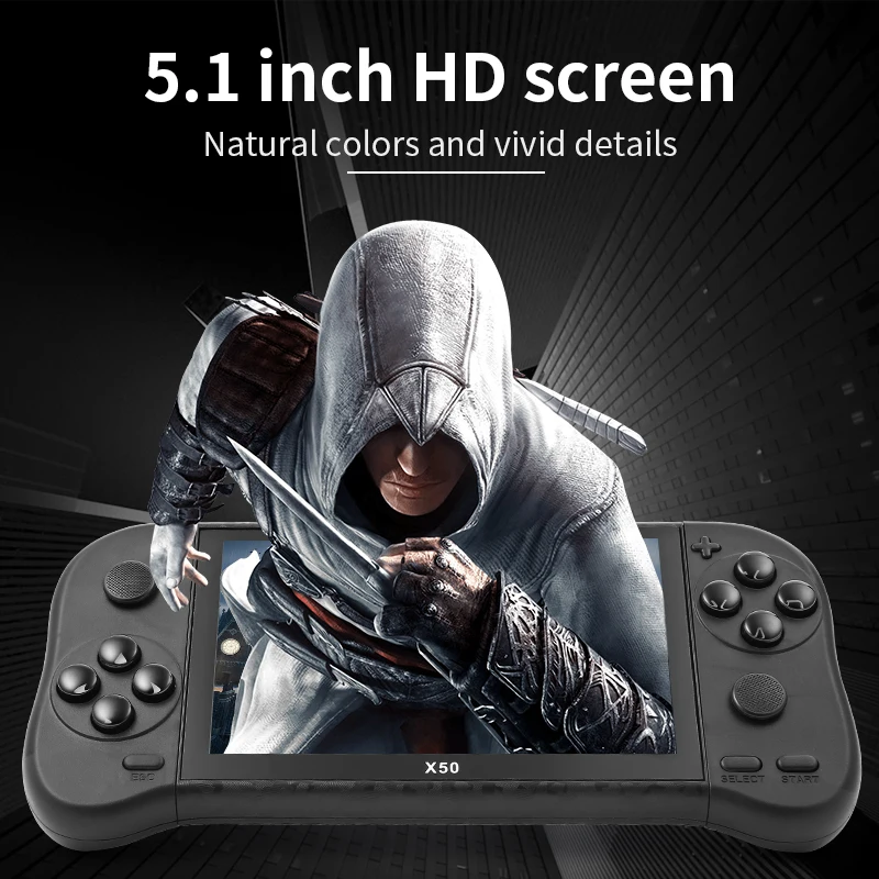 Игровая консоль X50 портативная игровая 6800 в 1 стиле ретро 5 дюймов HD экран Ручной