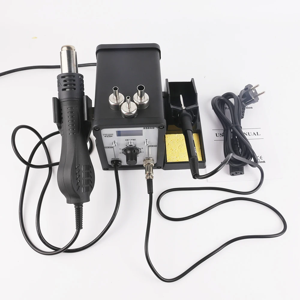 8586D 2 в 1 ESD паяльная станция SMD наладочная набор с термофеном сварочные ремонтные
