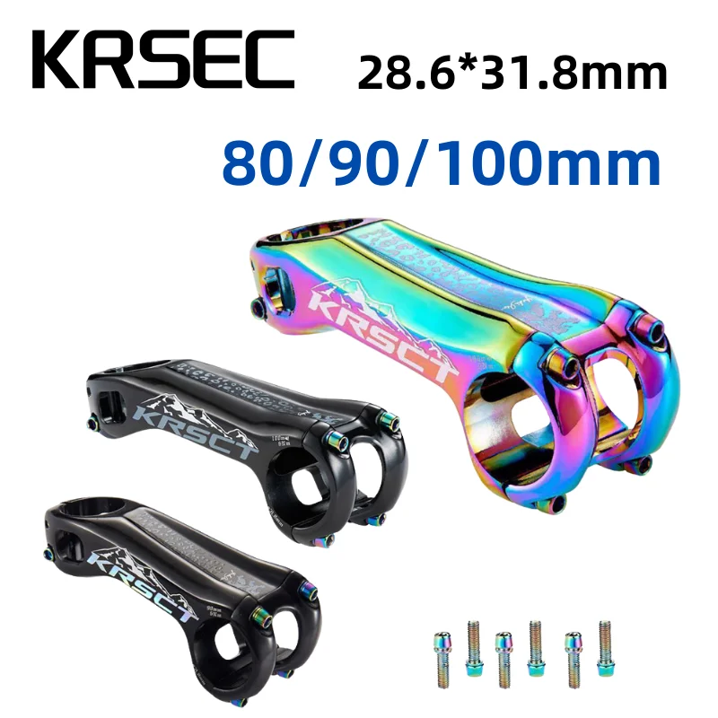 

Осевой руль KRSEC 31,8*28,6 мм 80/90/100 мм MTB горный велосипед Алюминиевый сплав Черный и красочный стержень CNC велосипедные аксессуары
