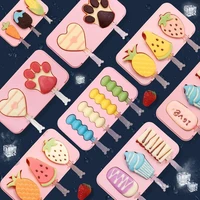 diy silicone ice cream mold popsicle siamese molds with lid homemade ice lolly mold cartoon cute image kitchen tools